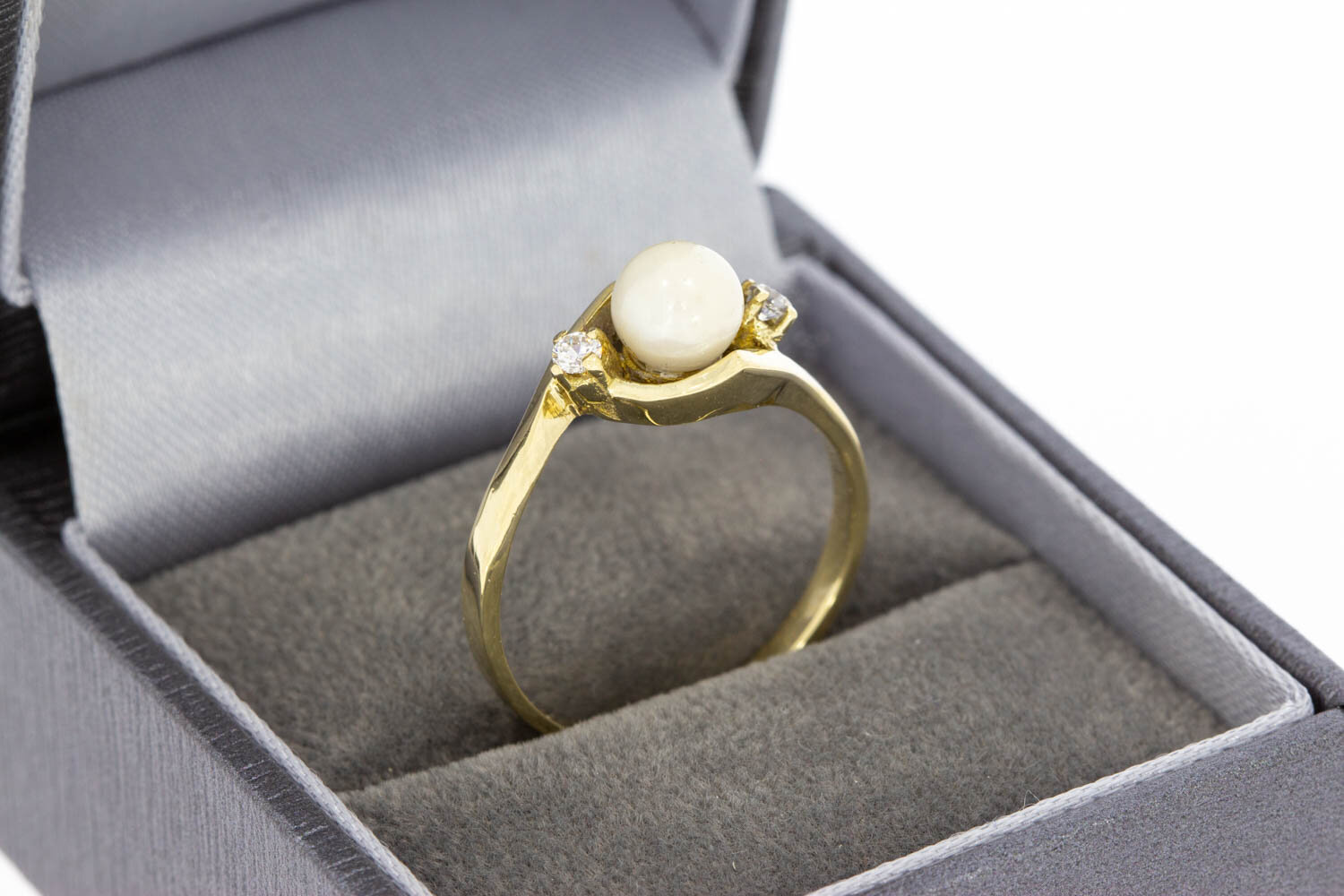 14 Karat Perlenring mit Zirkonia - 18,4 mm