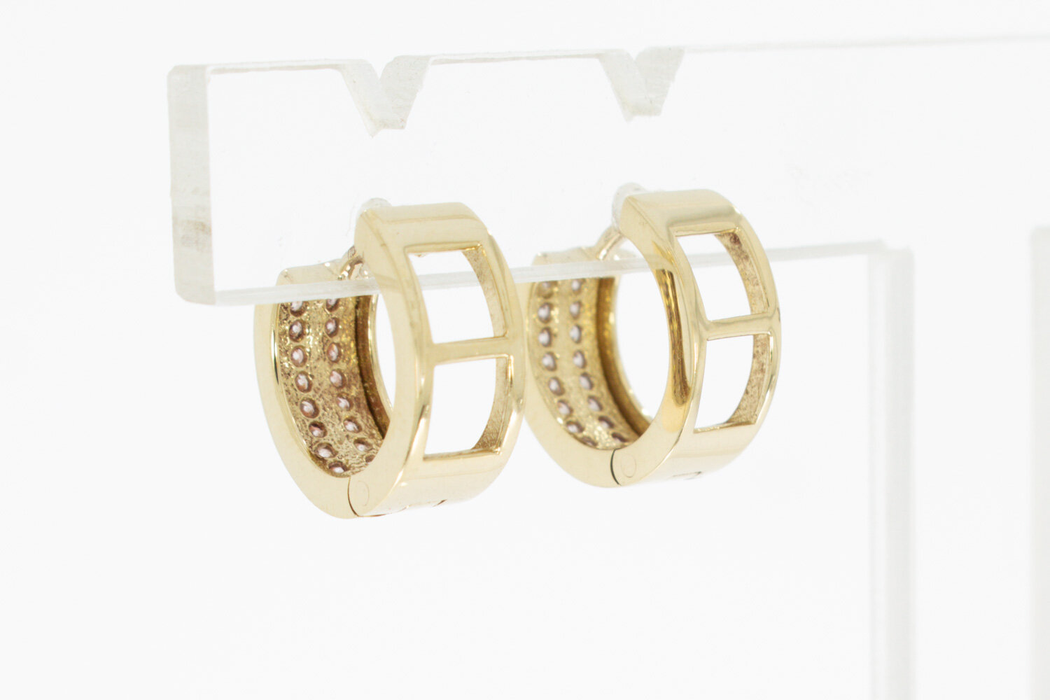 14 Karat Gold Creolen mit Zirkonia - 1,3 cm