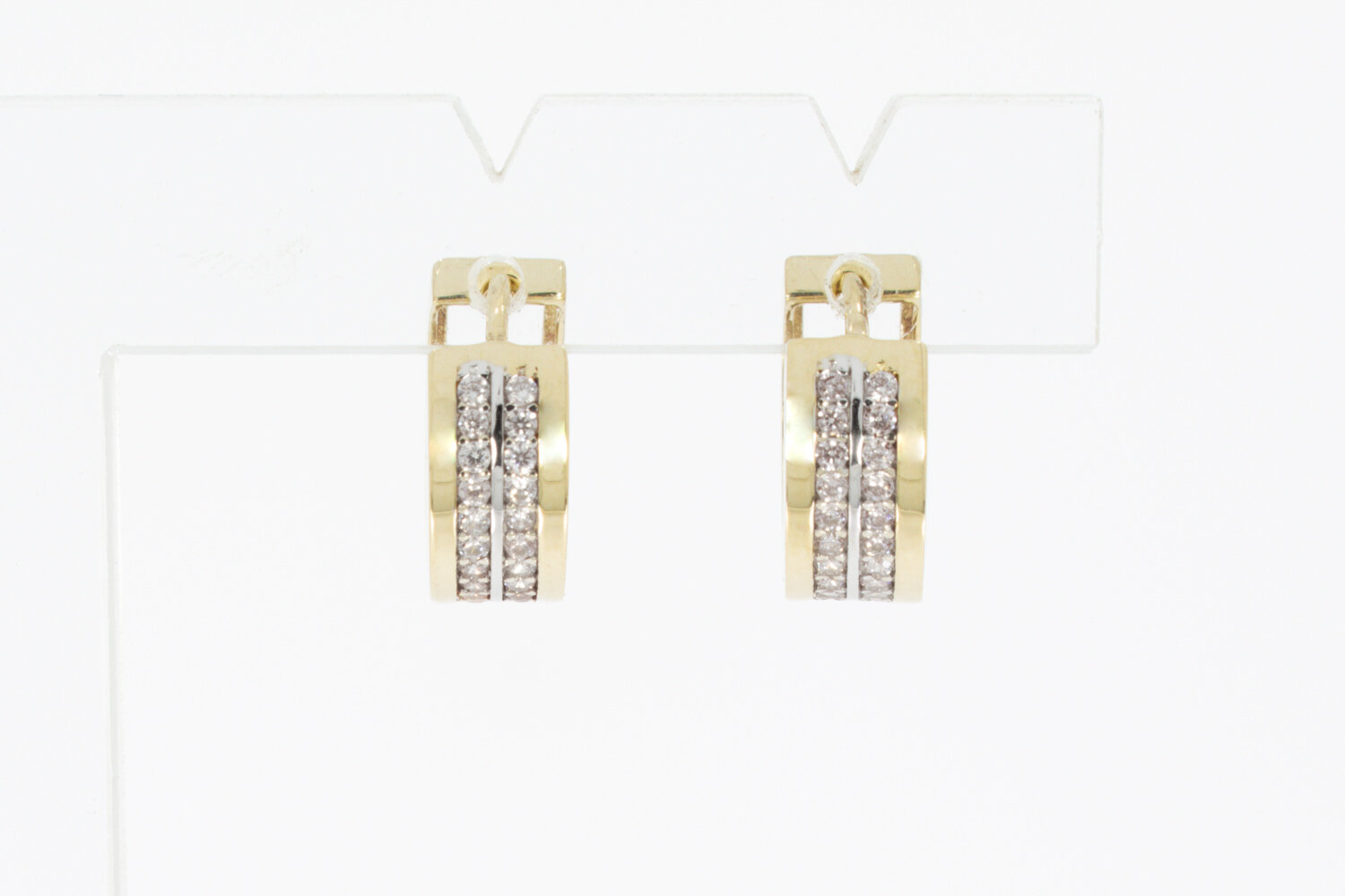 14 Karat Gold Creolen mit Zirkonia - 1,3 cm