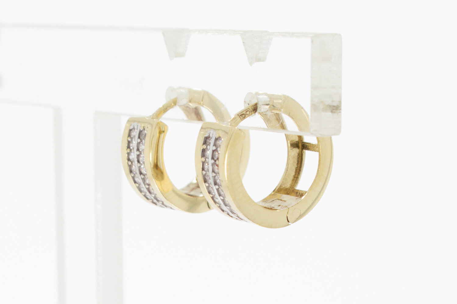 14 Karat Gold Creolen mit Zirkonia - 1,3 cm