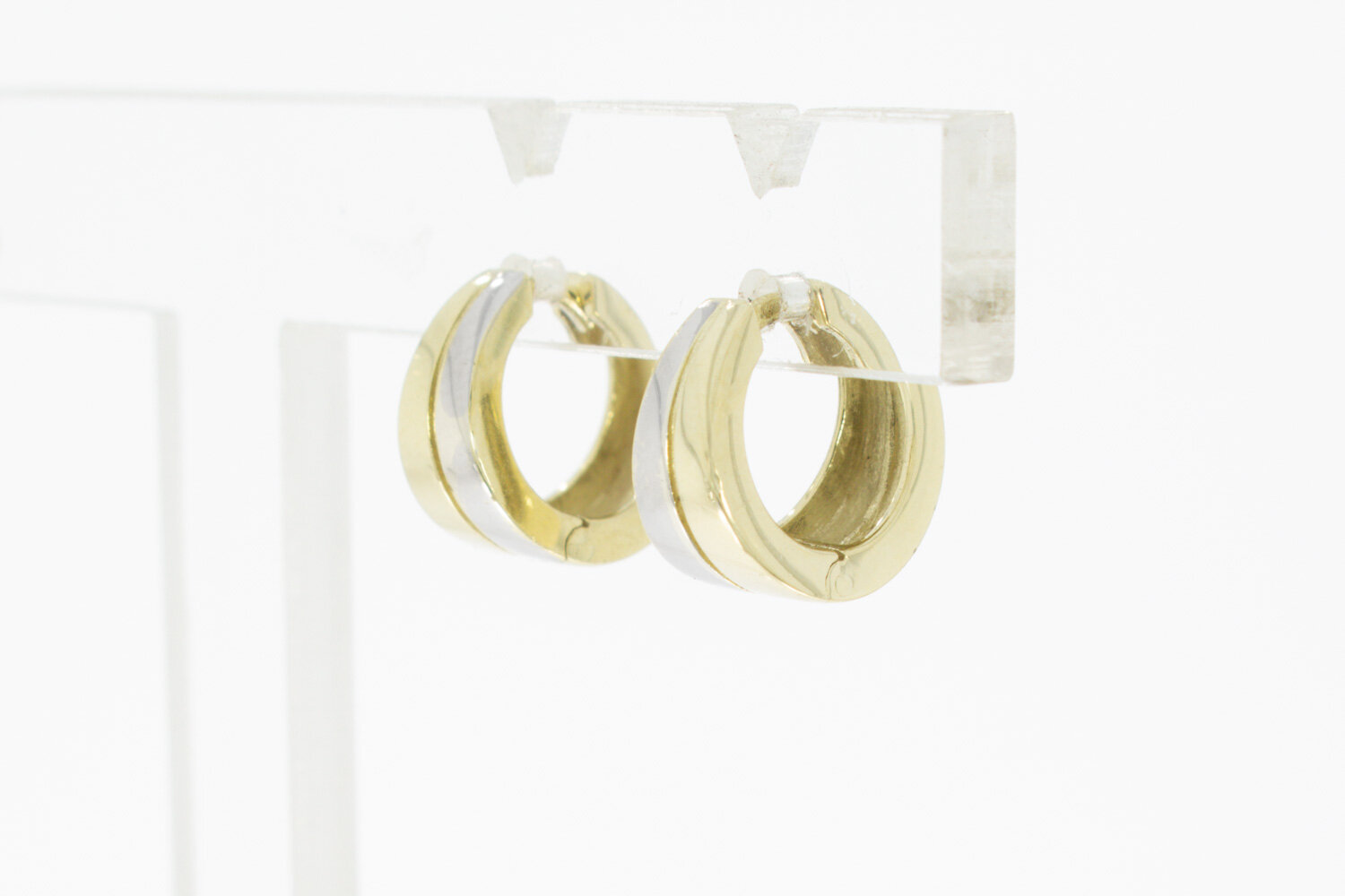 Bicolor Creolen 14 Karat Gold - 1,3 cm