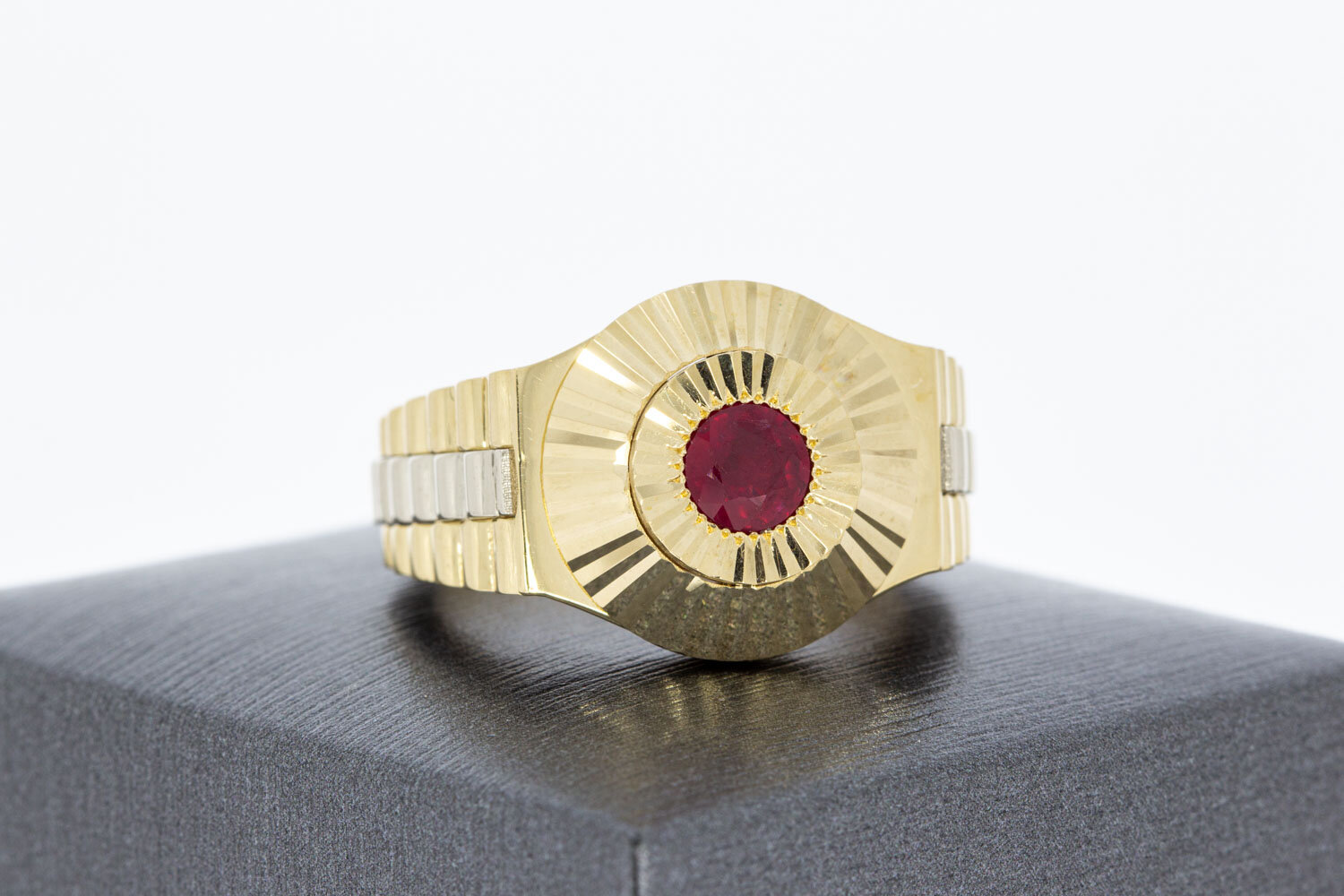 Herren Ring mit Rubin 14 Karat Gold - 20,5 mm