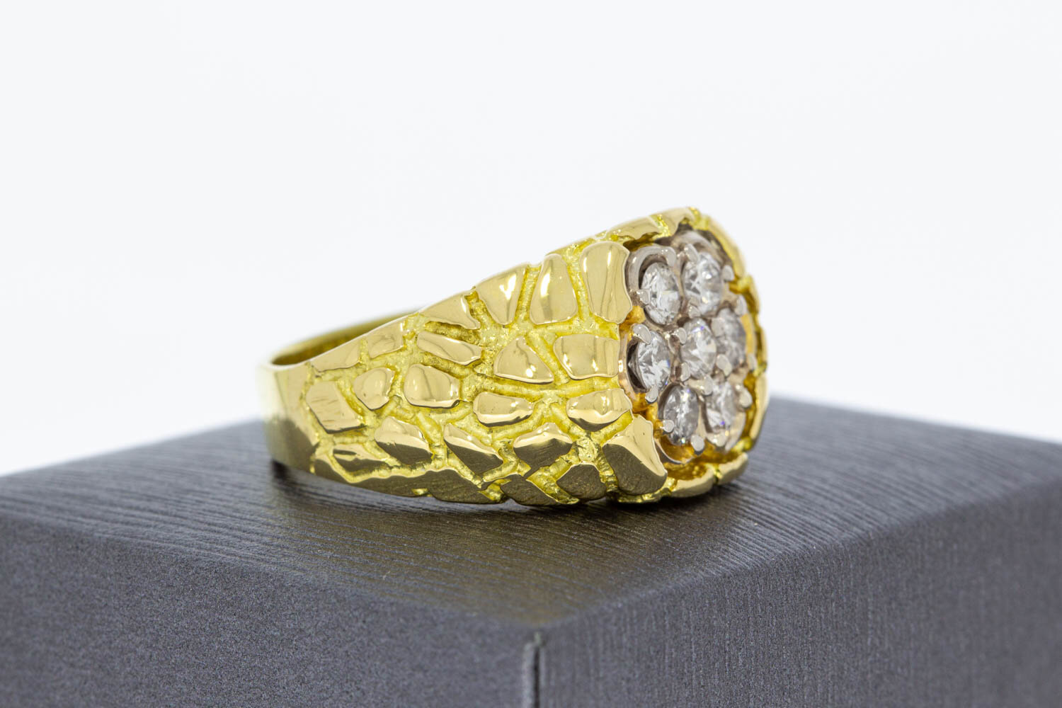 750 Herren Goldring mit Diamant - 21 mm