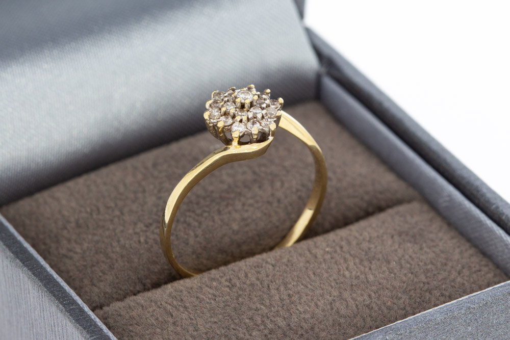 585 Gold Ring Damen mit Diamant 0,05 ct - Ringgr&ouml;&szlig;e 54