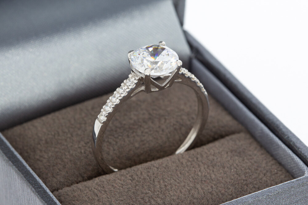 9 Karat Weißgold Damenring - 19,2 mm