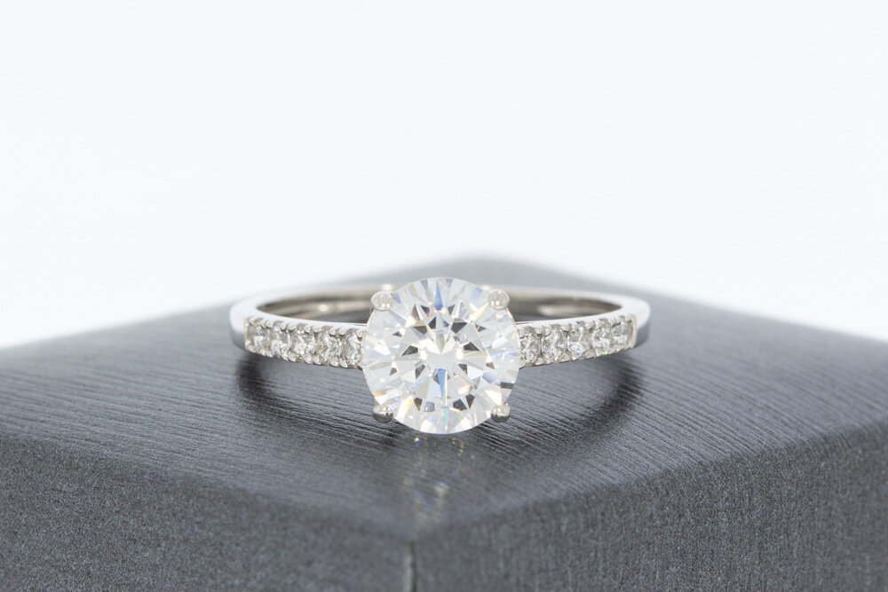 9 Karat Weißgold Damenring - 19,2 mm