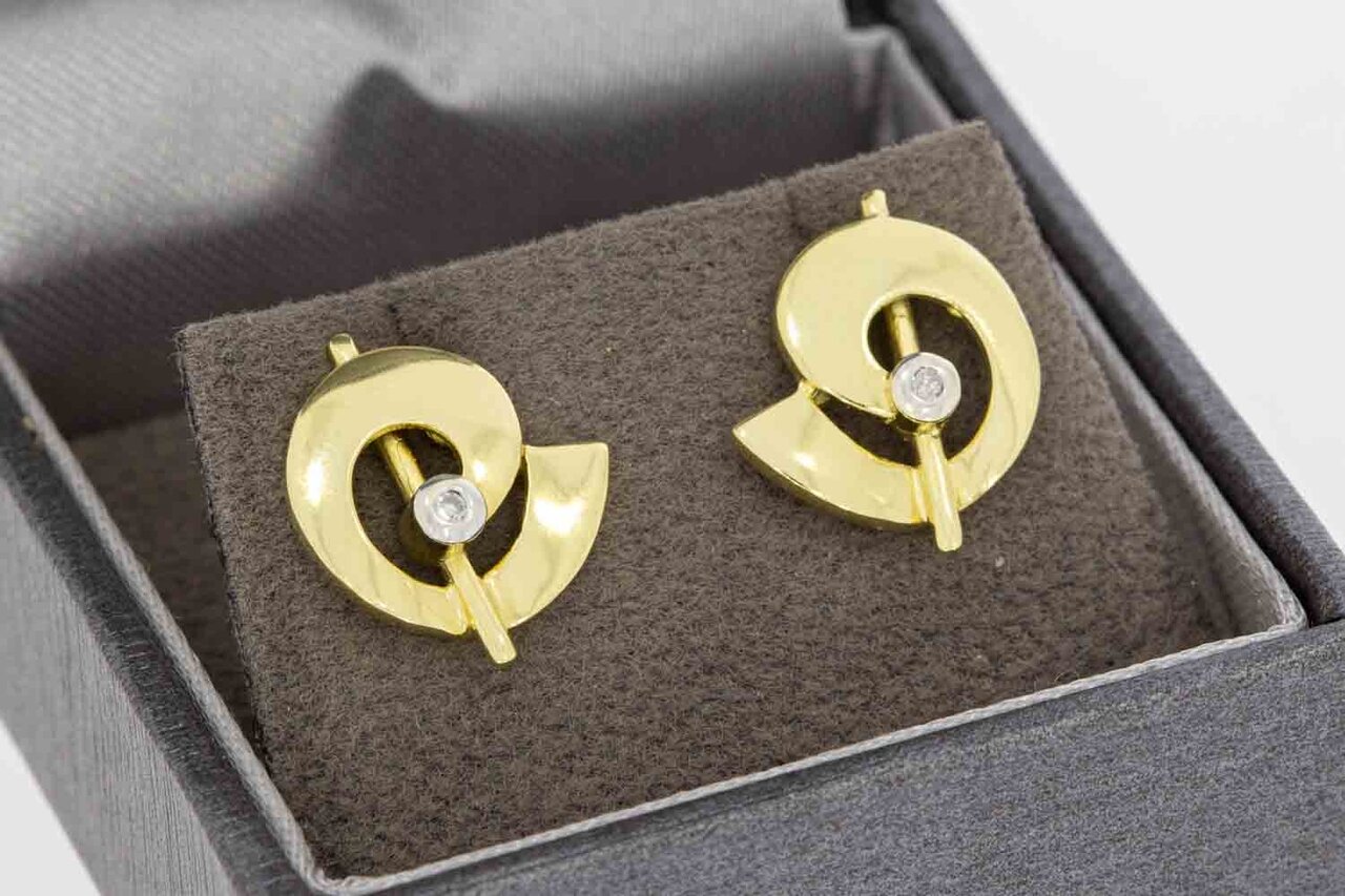 14 Karat Goldene Diamant Ohrstecker Damen - 1,2 cm