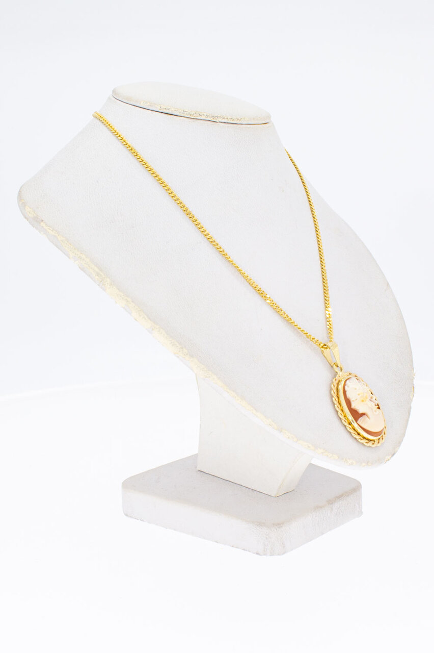 585 Gold Cameo Anhänger Damen - 26 mm