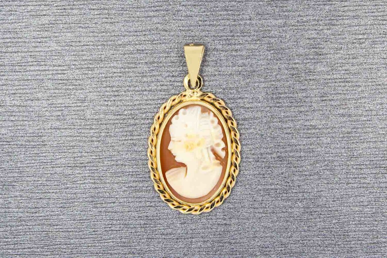 585 Gold Cameo Anhänger Damen - 26 mm