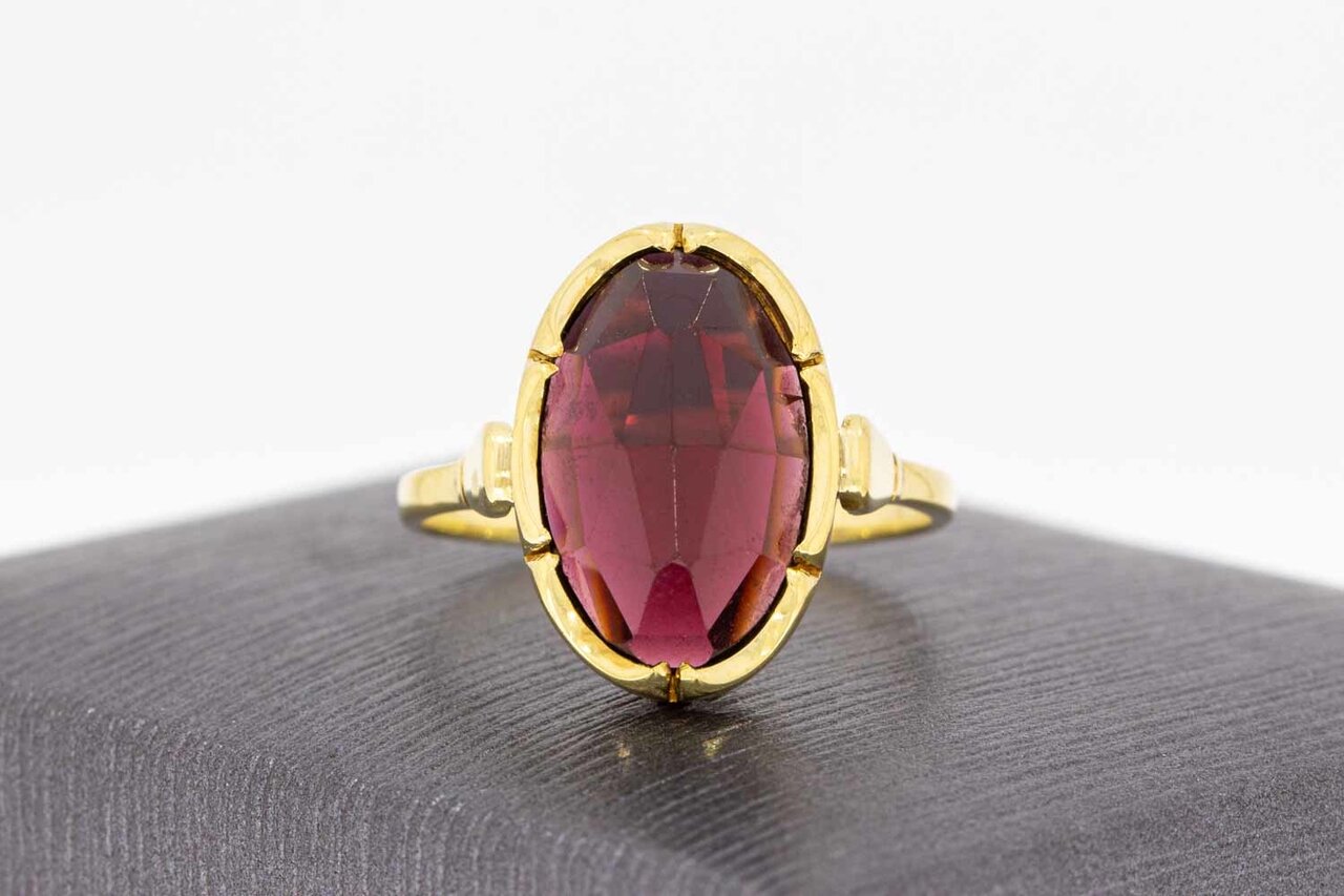 14 Karat Granat Ring Damen - 17,4 mm