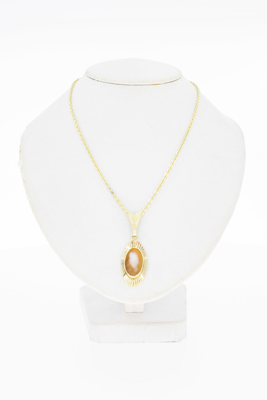 14 Karat Gold Kamee Anhänger Damen