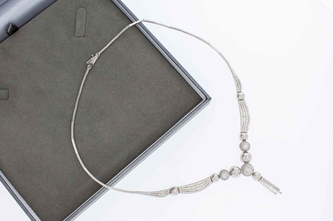 14 Karat Weißgold Damen Halskette - 44 cm