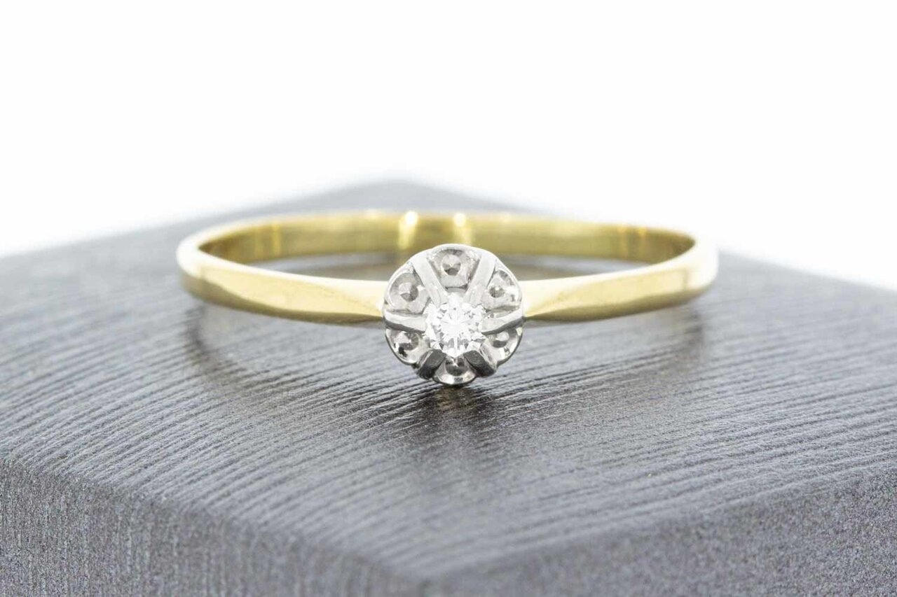 Diamant Ring Damen 14 Karat Gold - 19,5 mm