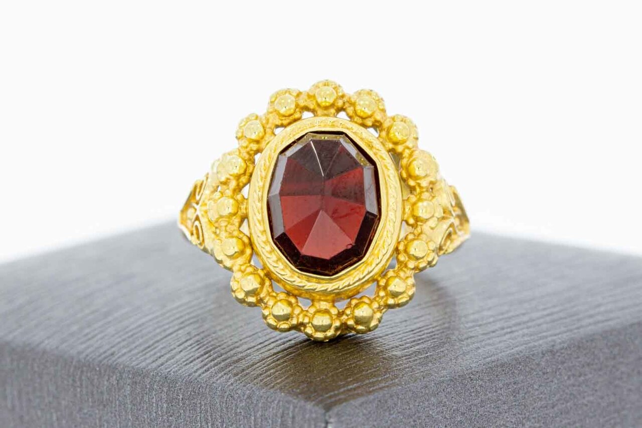 Vintage 14 Karat Gold Granat Damenring - 18,1 mm