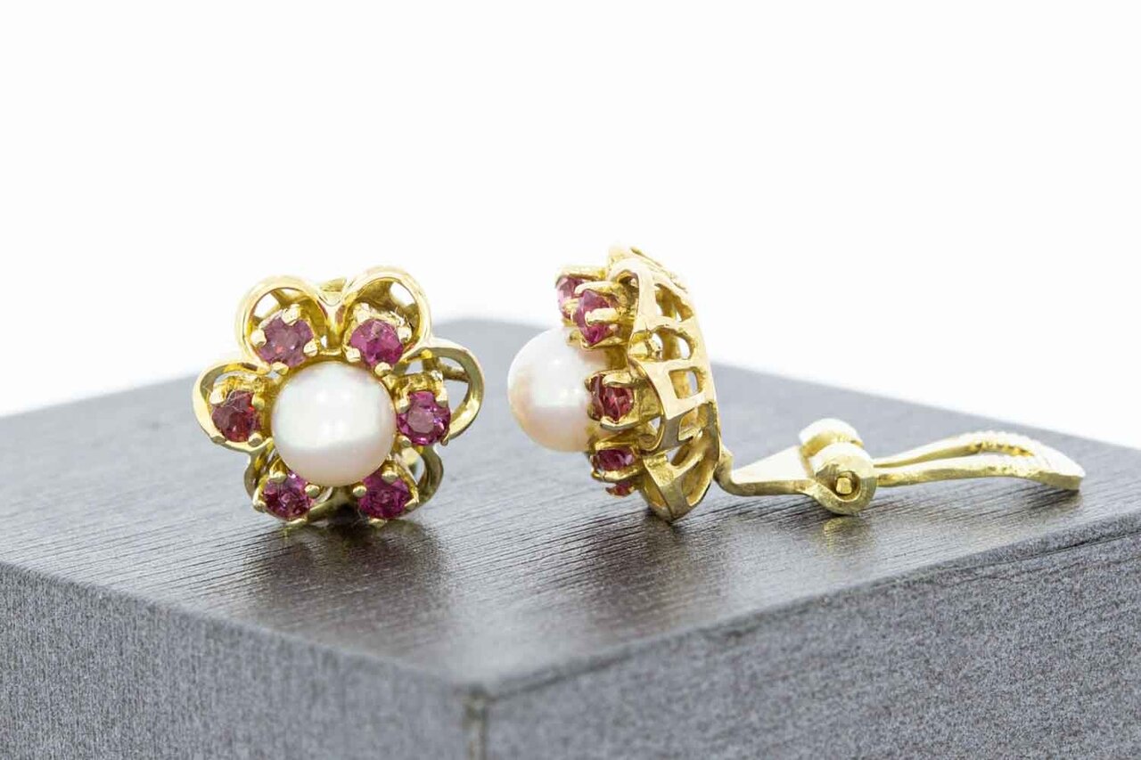 Edelstein Ohrclips Damen 585 Gold - 1,2 cm