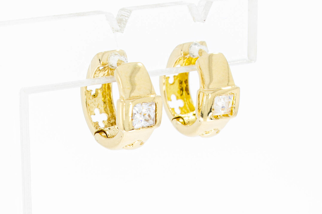 585 Gold Damen Kreolen mit Zirkonia - 1,4 cm