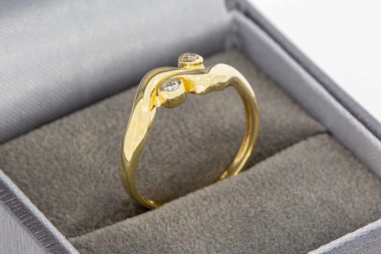 585 Gold Ring mit Diamant - 17,5 mm