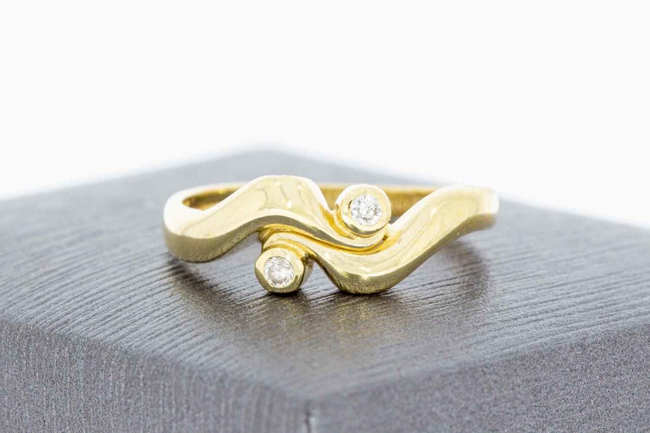 585 Gold Ring mit Diamant - 17,5 mm