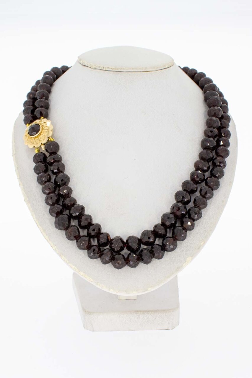 Granaten Damenkette mit  585 Goldverschluß - 36,5