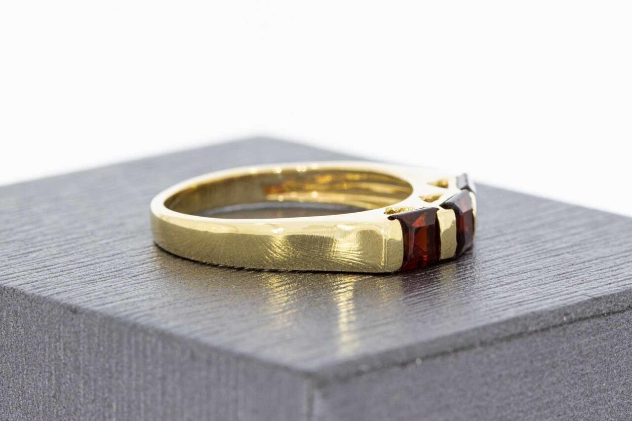 14 Karat Gold Granat Damen Ring - 17,7 mm