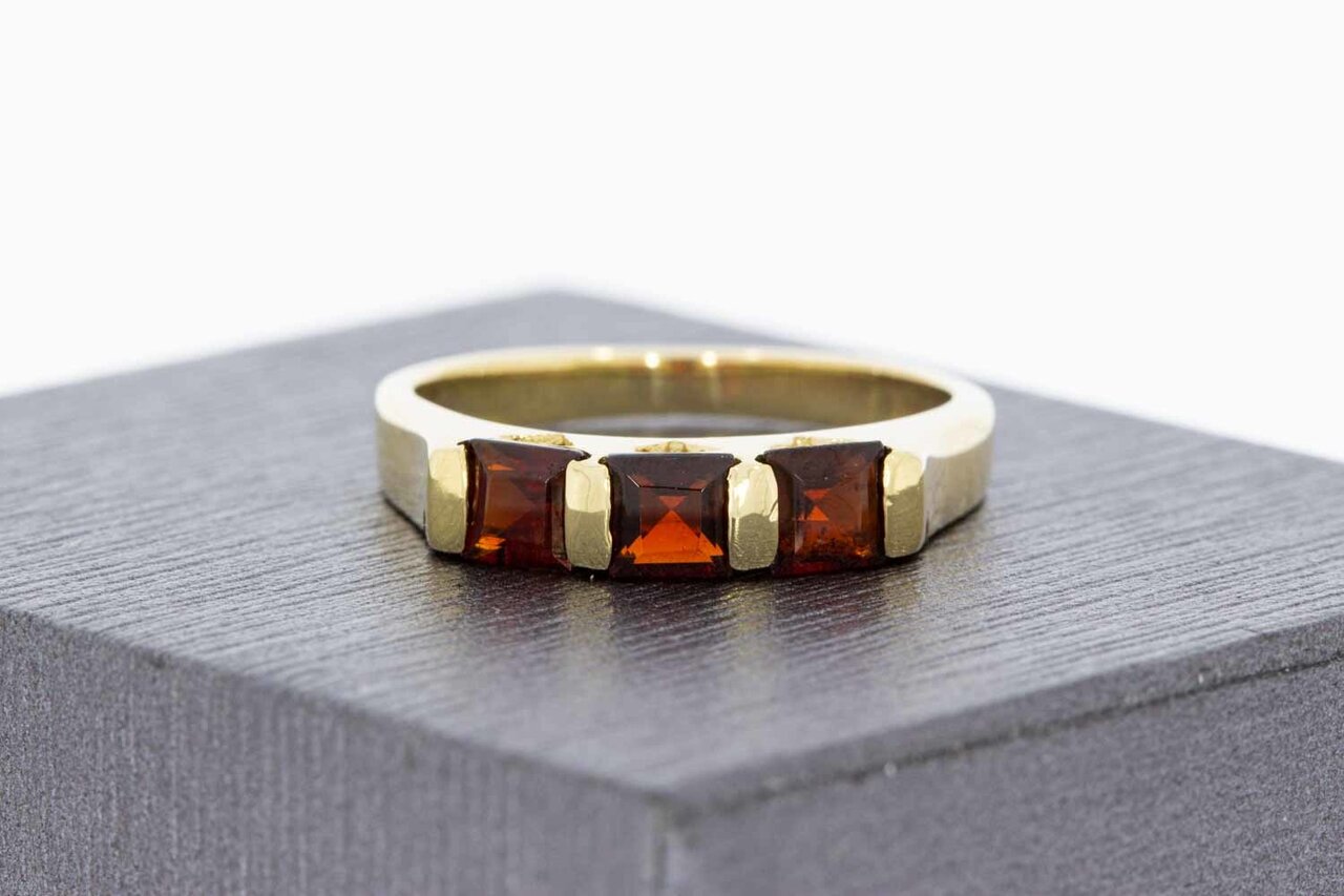 14 Karat Gold Granat Damen Ring - 17,7 mm