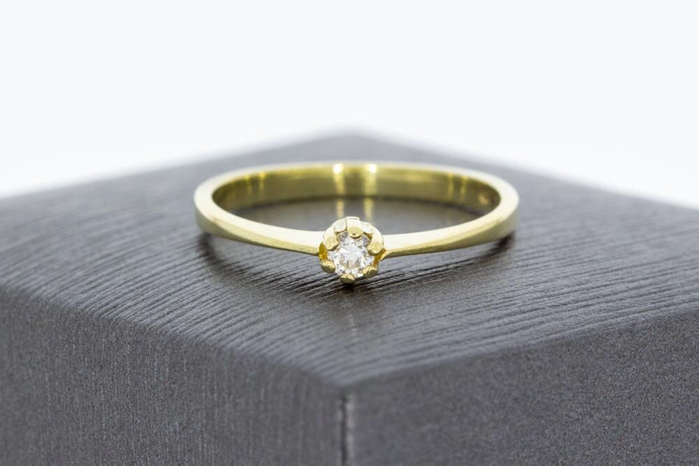 14 Karat Gold Solitär Diamantring - 17.2 mm