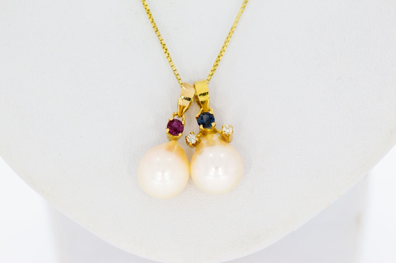 Damen Anhänger 18 Karat Gold mit Edelstein