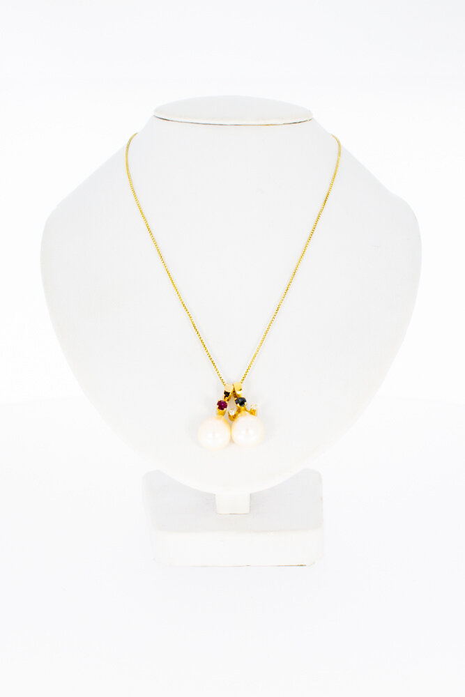 Damen Anhänger 18 Karat Gold mit Edelstein