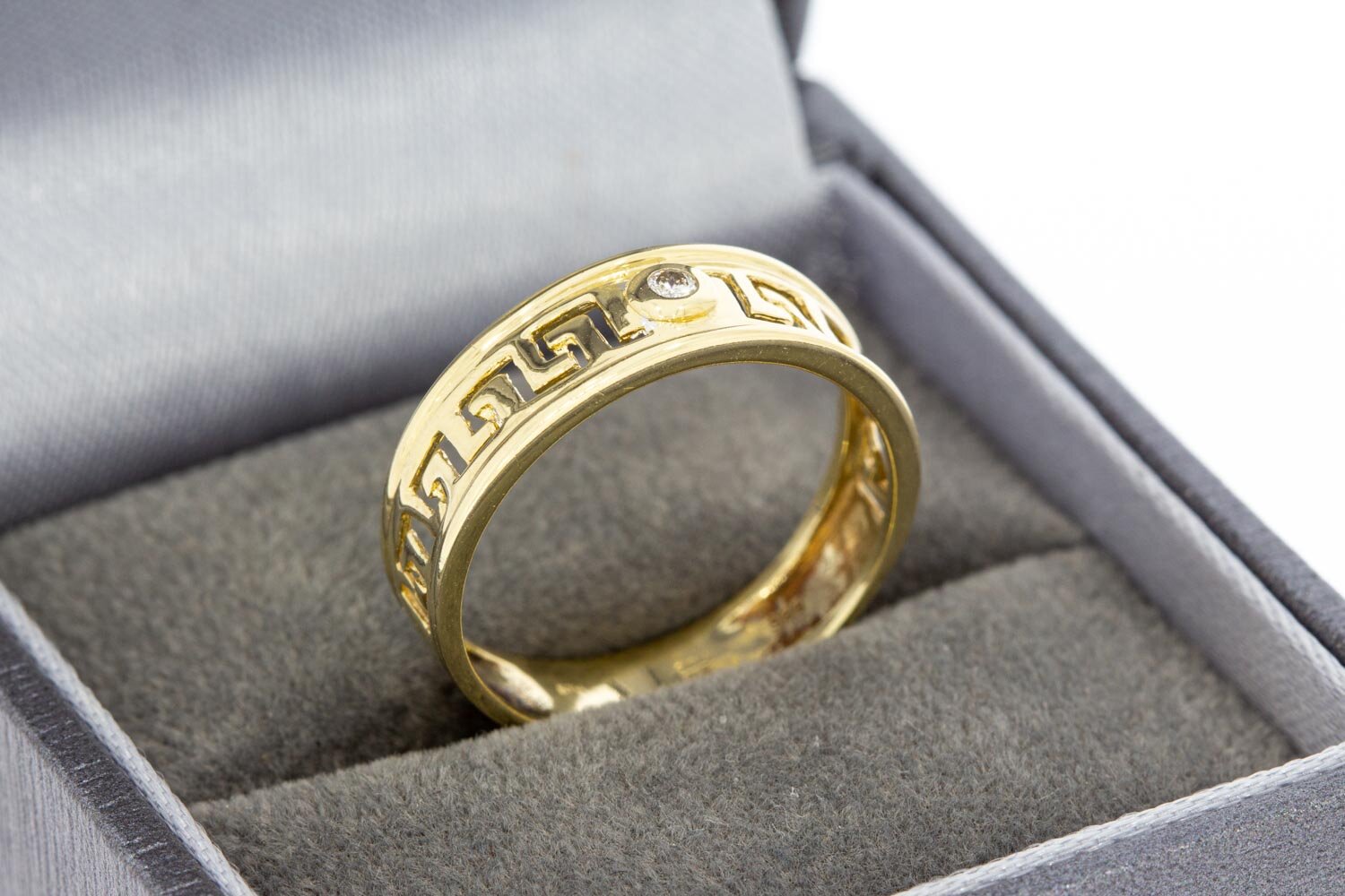 14 karaat ring met diamant - 17,8 mm
