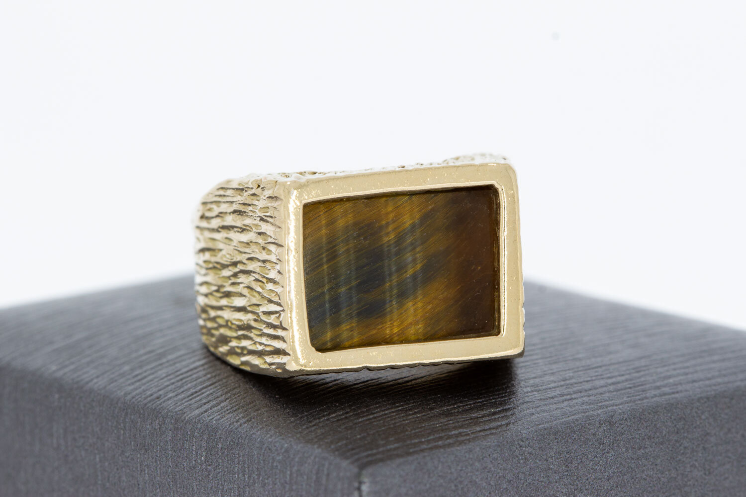 585 Goldring mit Tigerauge - 18,4 mm