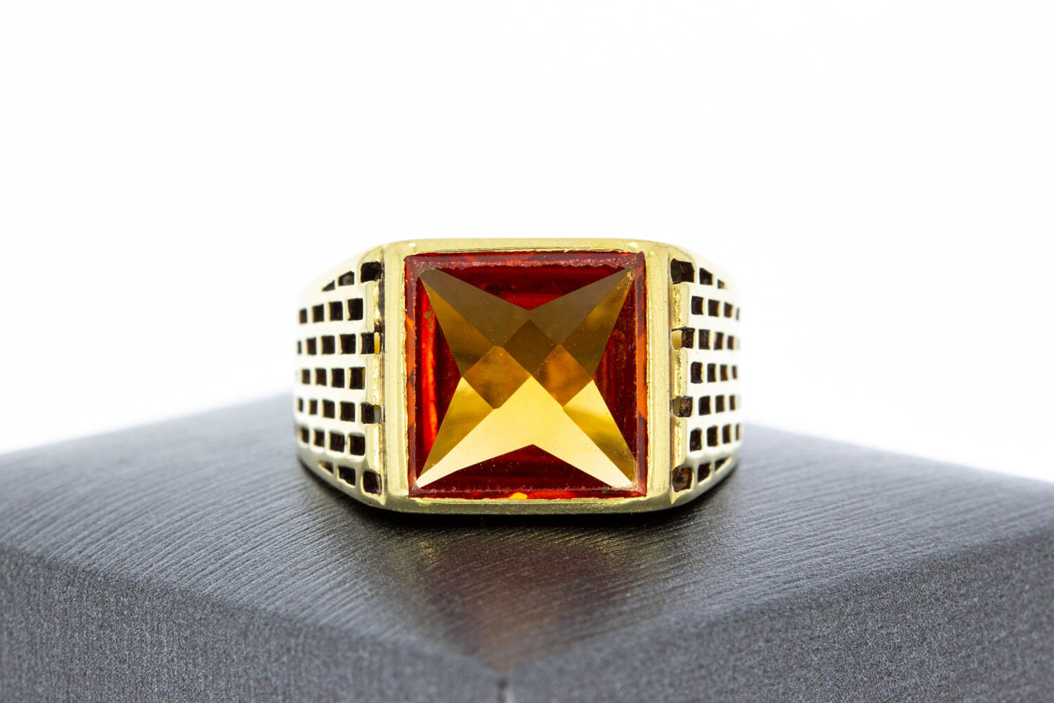 Männer Saphirring 14 Karat Gold - 20,9 mm