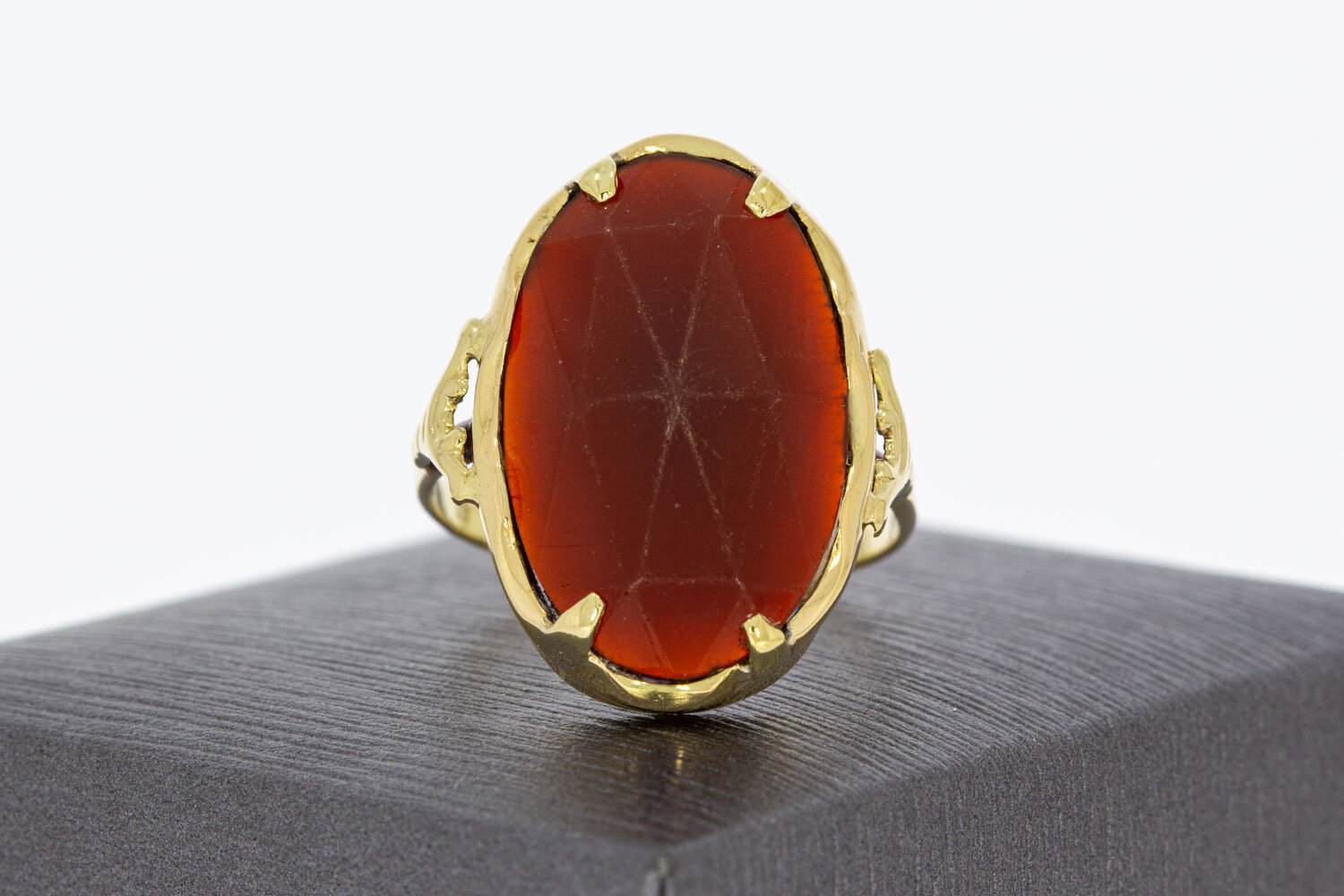 Vintage 585 Gold Ring Damen mit Karneol - Ringgr&ouml;&szlig;e 59