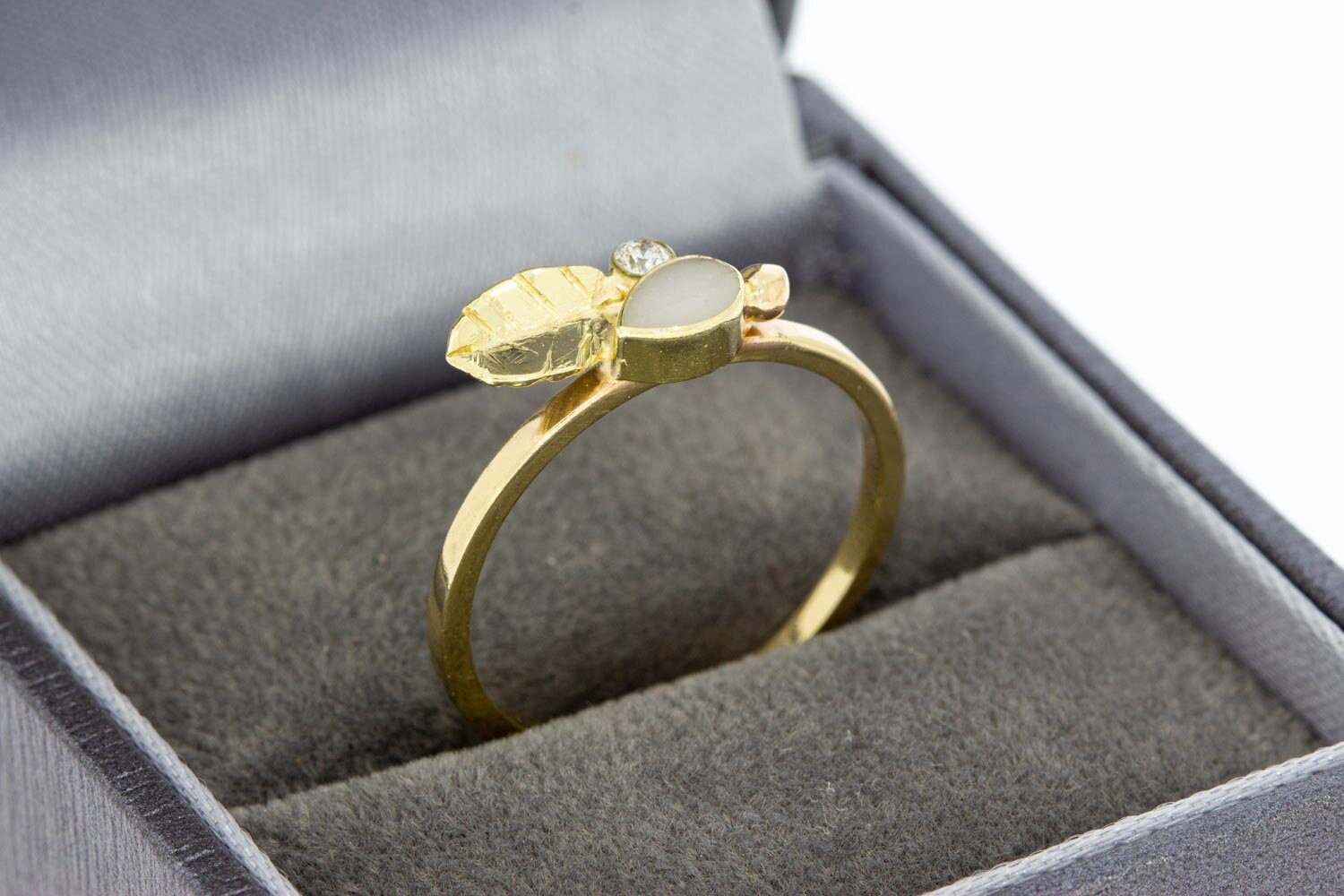 Diamantring 14 Karat mit Emaille - 17,4 mm