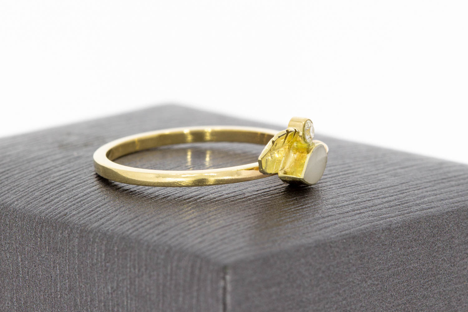 Diamantring 14 Karat mit Emaille - 17,4 mm