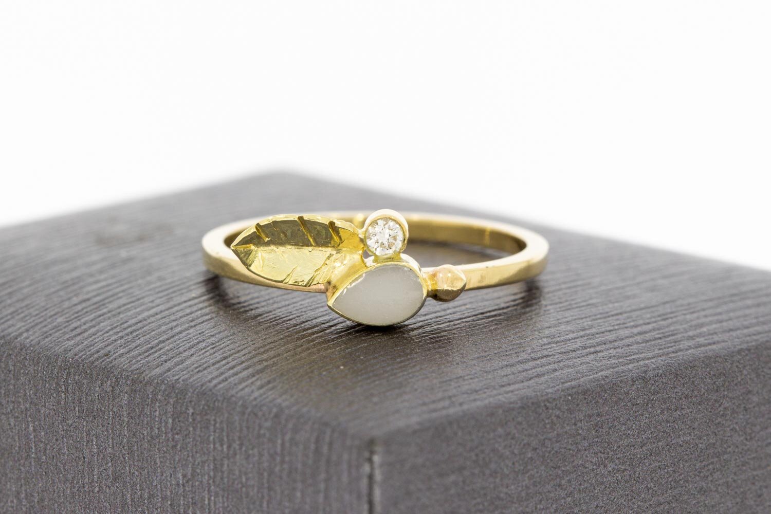 Diamantring 14 Karat mit Emaille - 17,4 mm