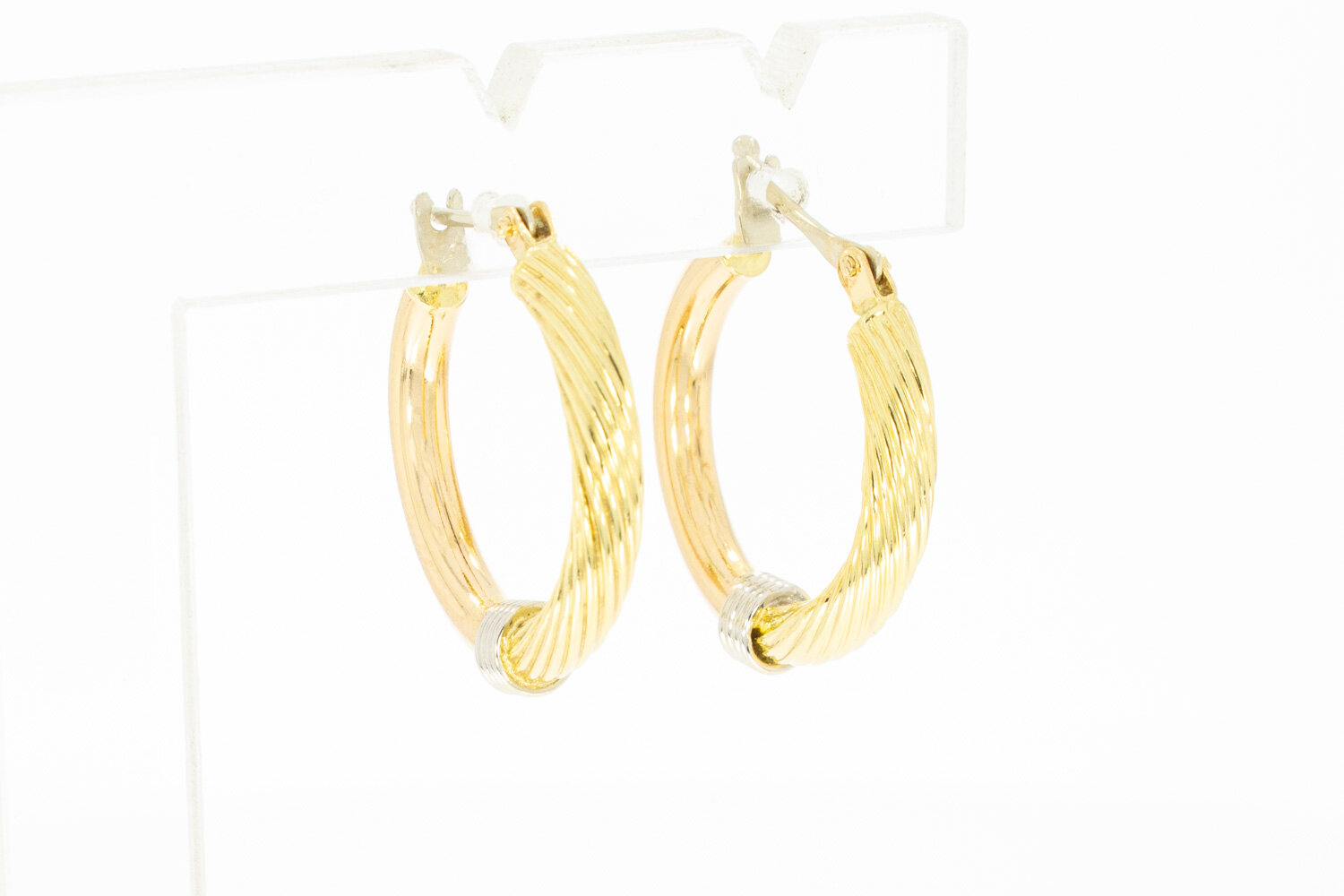 750 Tricolor Goldene Kreolen - 2,1 cm