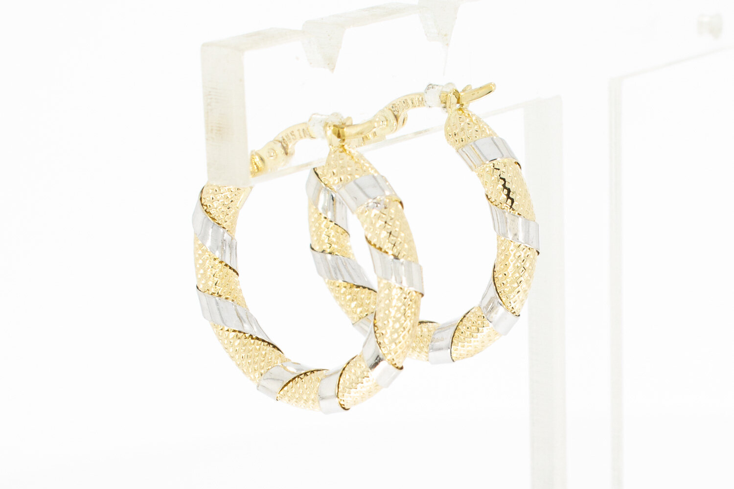 Bicolor Gold-Creolen 14 Karat - 2,1 cm