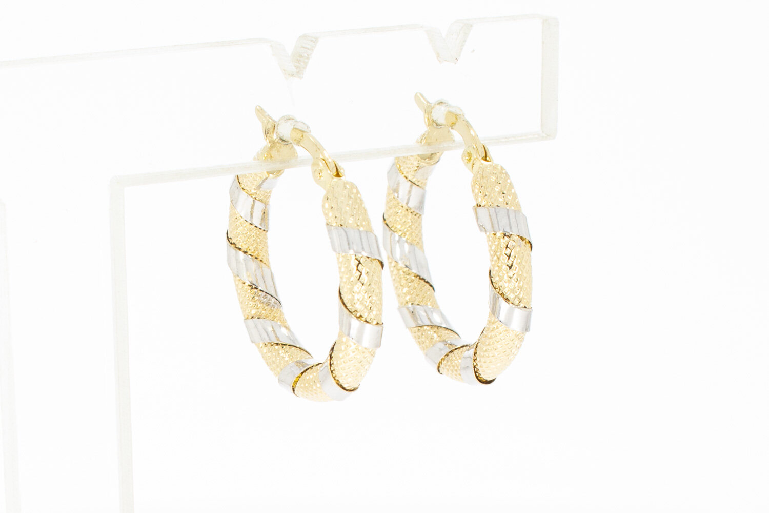 Bicolor Gold-Creolen 14 Karat - 2,1 cm