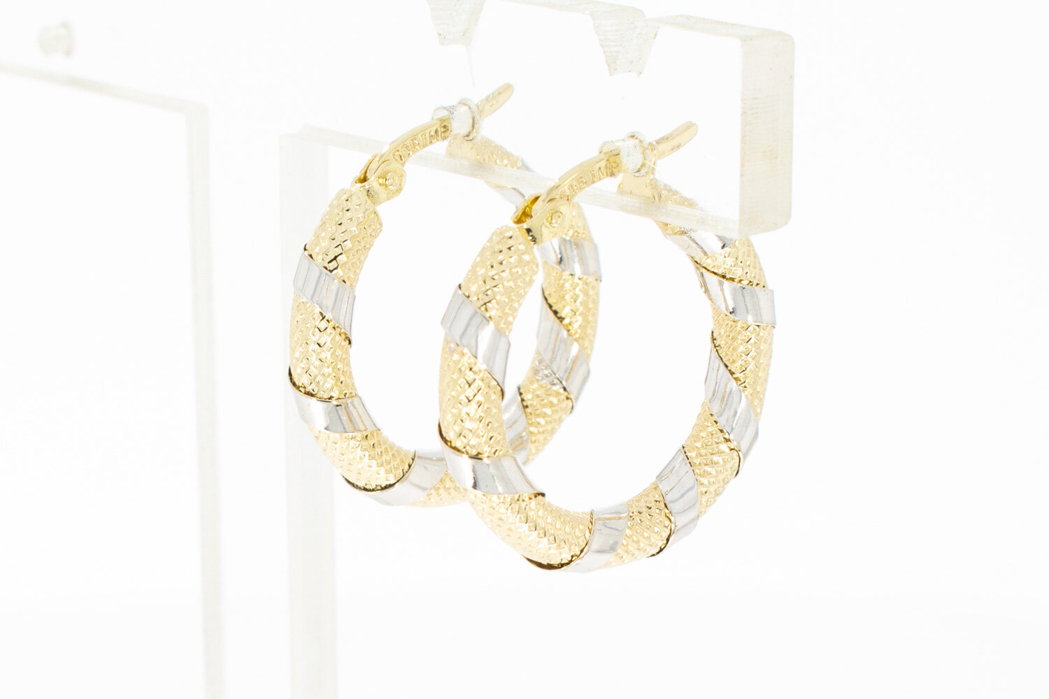 Bicolor Gold-Creolen 14 Karat - 2,1 cm