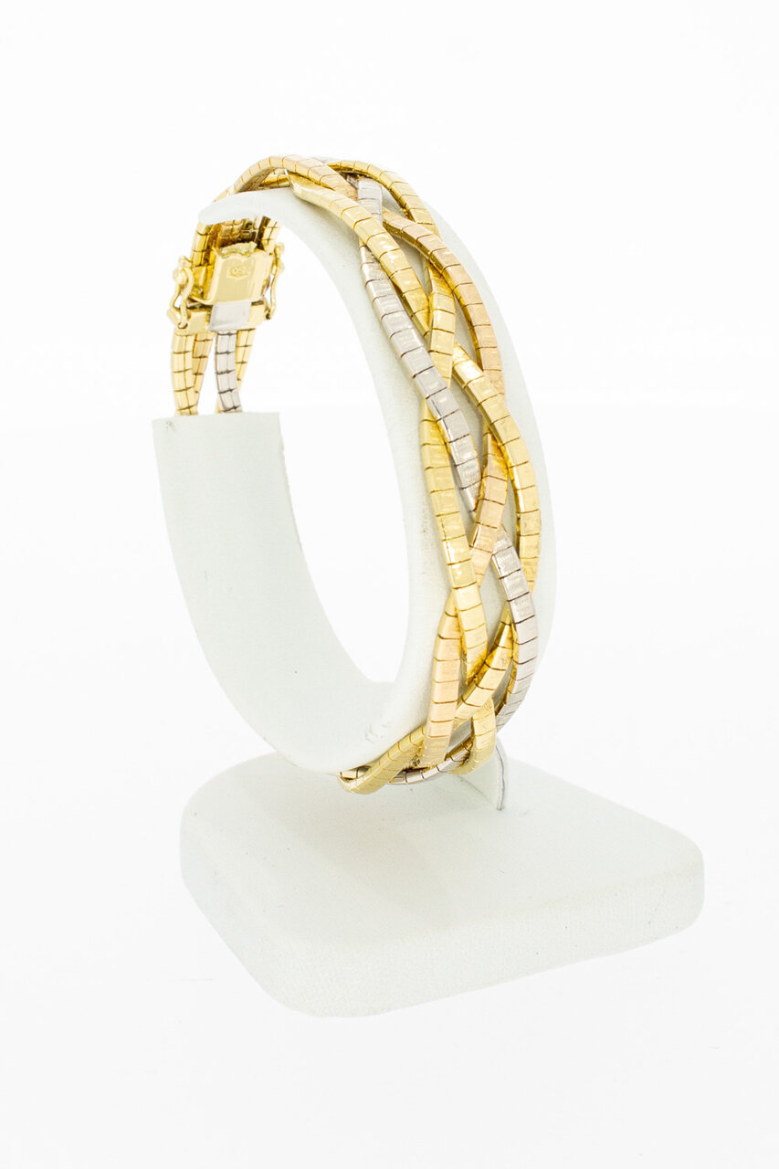 geflochtenes Tricolor 750 Gold Armband - 19,1 cm