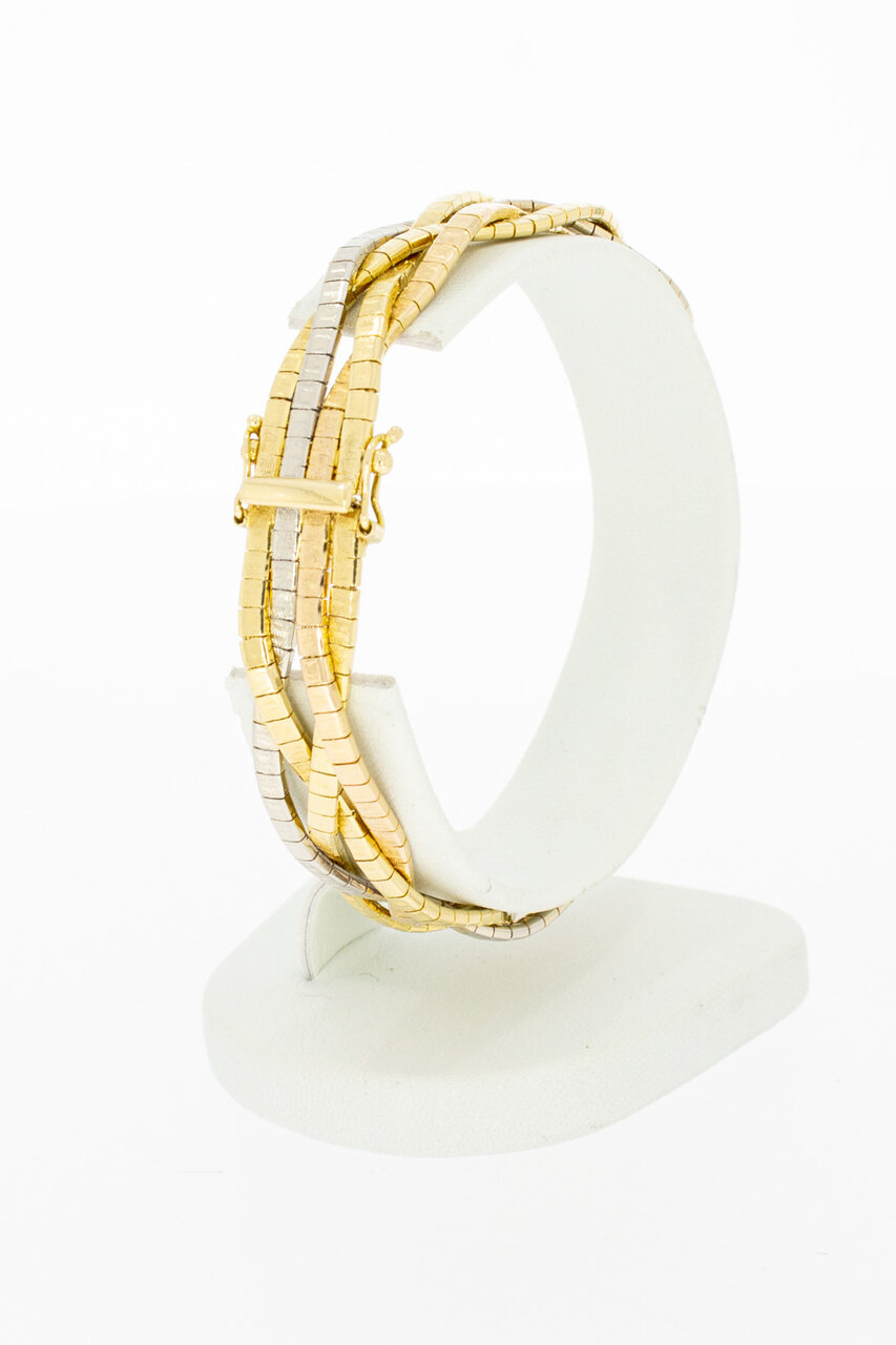 geflochtenes Tricolor 750 Gold Armband - 19,1 cm
