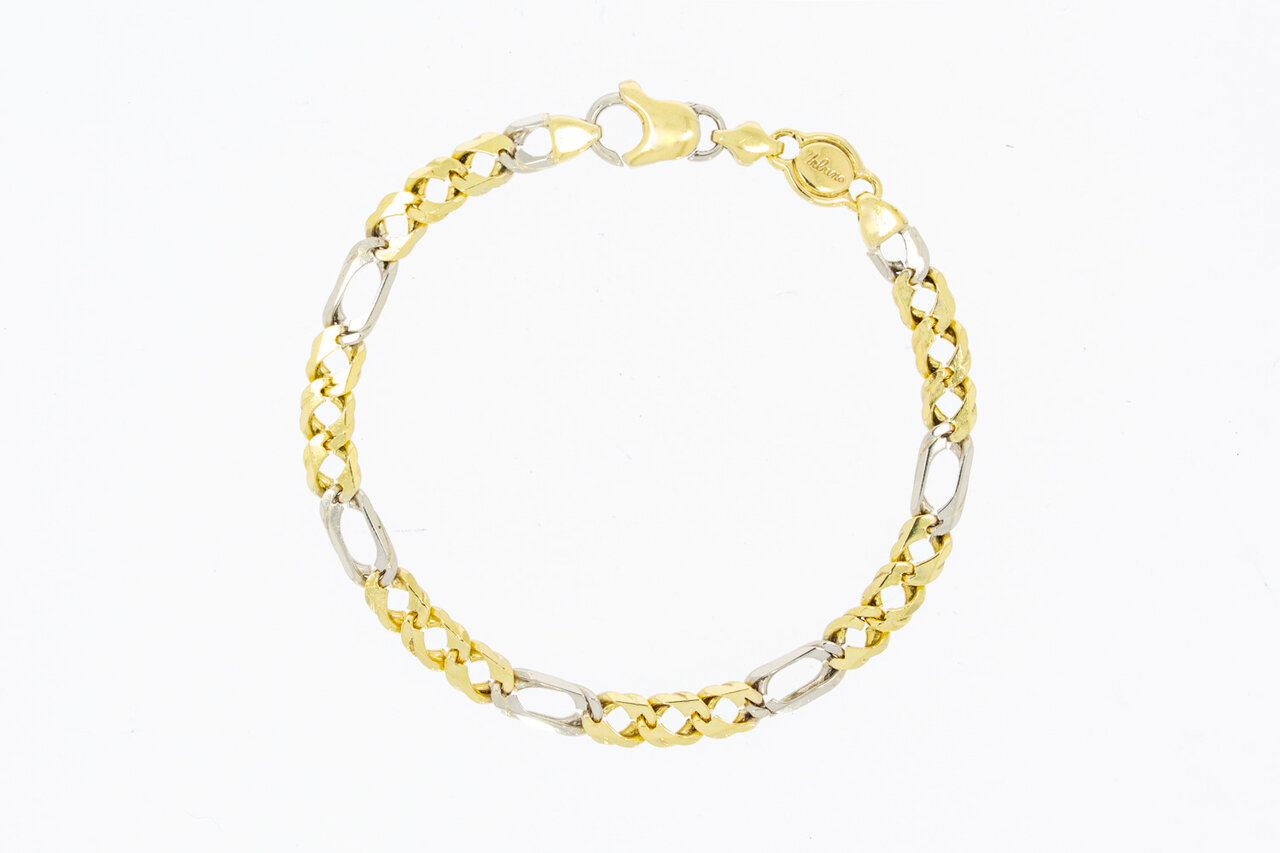 18 Karat Bicolor Gold Panzer Armband - 20,2 cm