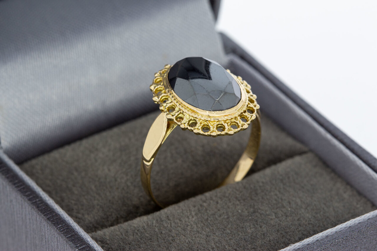 14 Karat Gold Retro Hämatit Ring - 18,1 mm