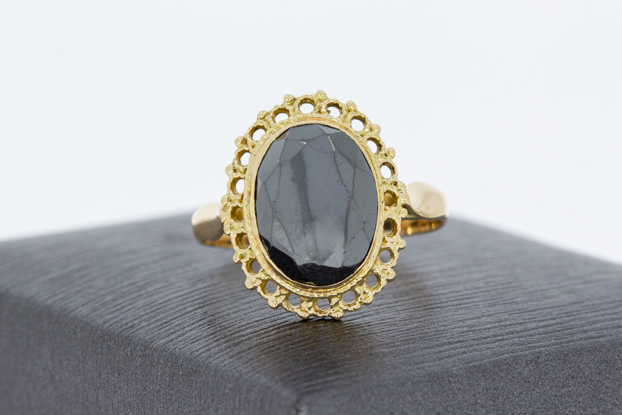 14 Karat Gold Retro Hämatit Ring - 18,1 mm