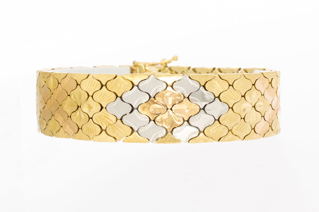 14 Karat Tricolor Gold Armband - 20 cm