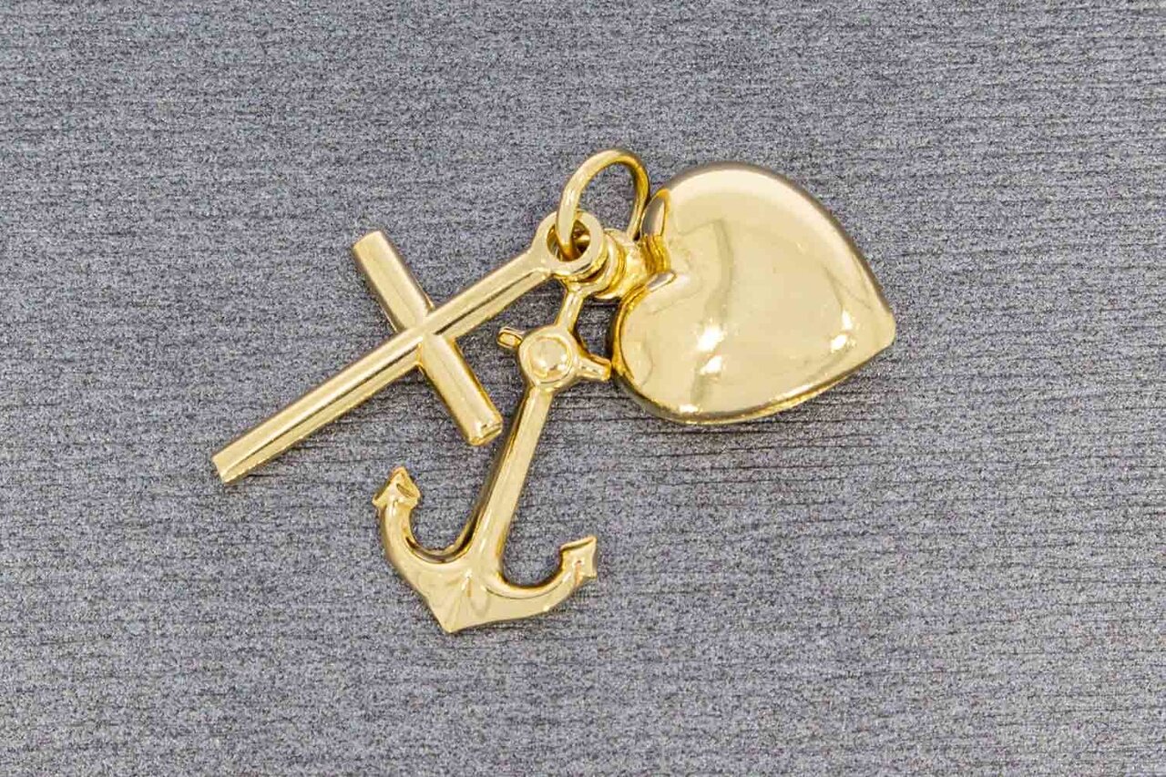 18 Karat Anhänger Hoffnung, Liebe & Glauben