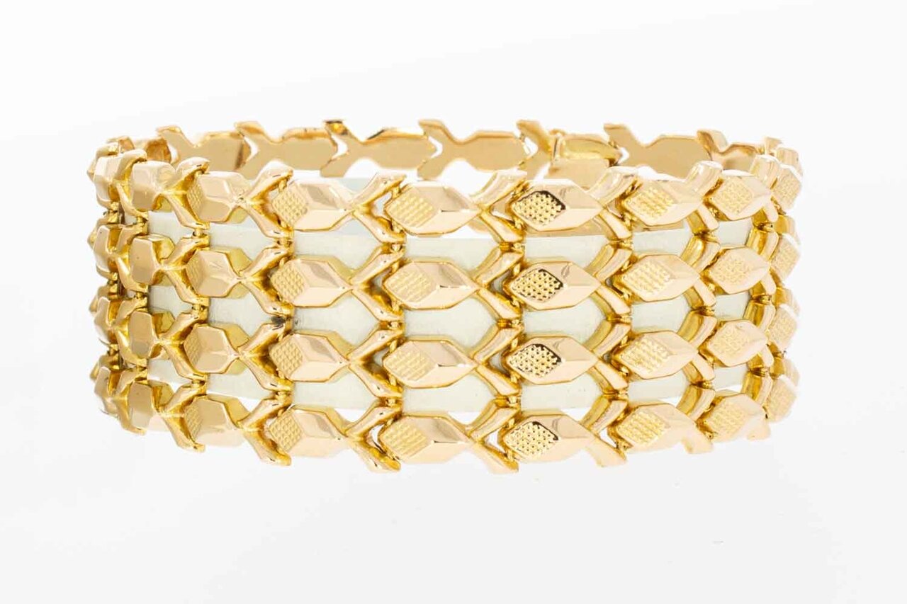 750 Gold breites Vintage Gliederarmband - 19,1 cm