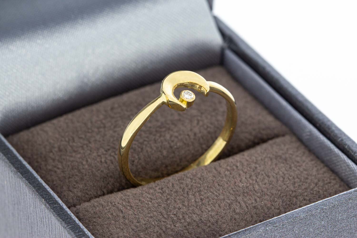 585 Halbmondring mit Diamant - 17,2 mm