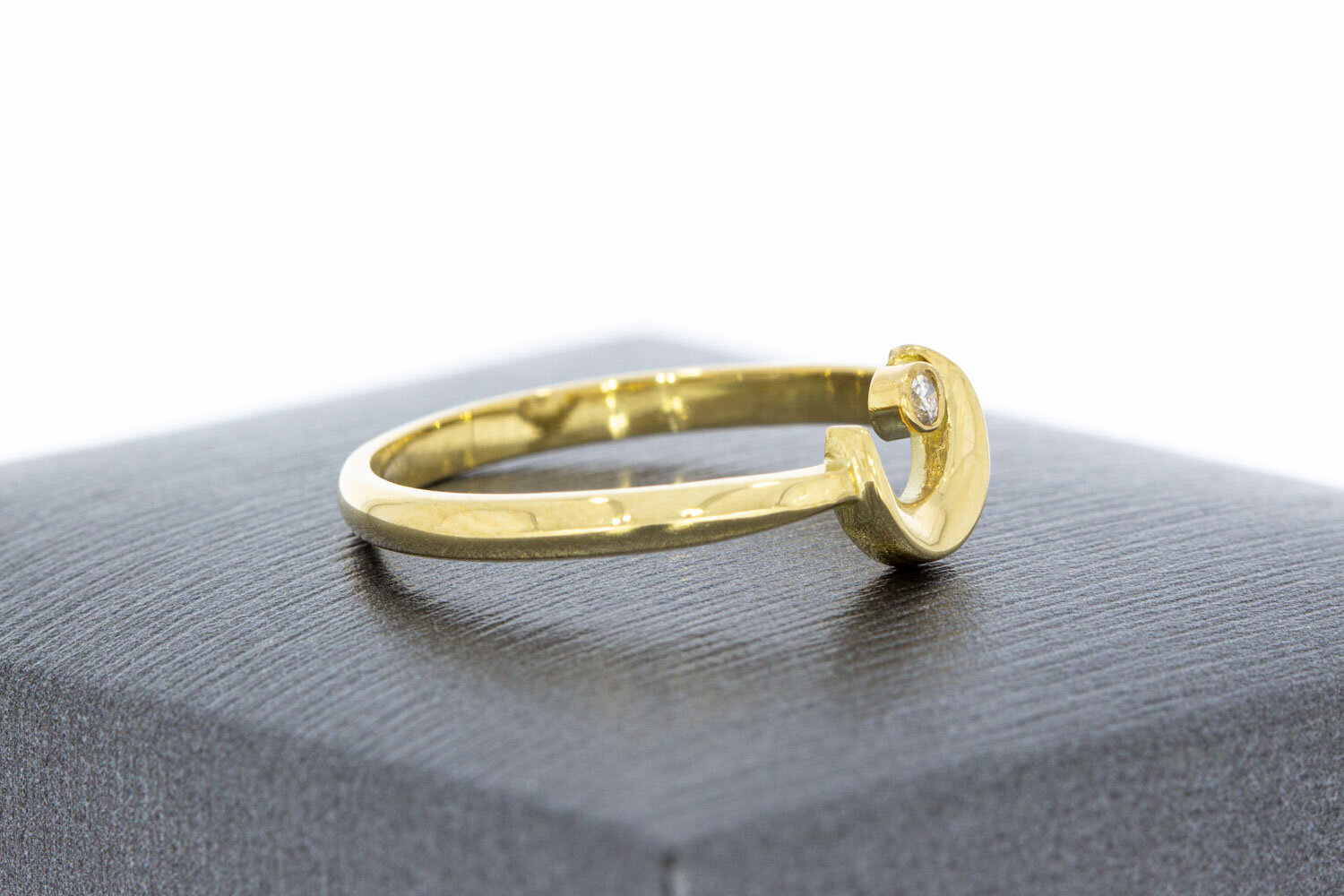 585 Halbmondring mit Diamant - 17,2 mm