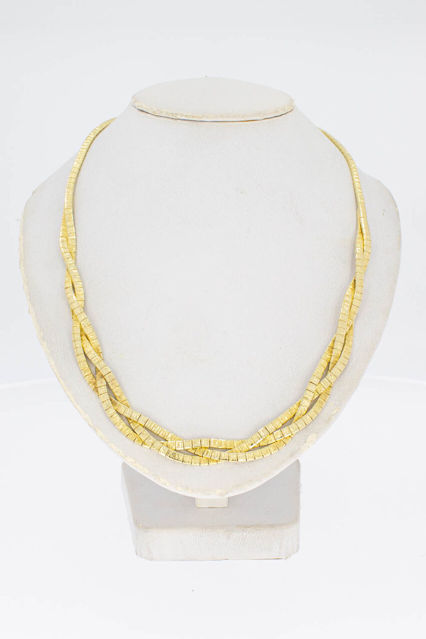 Geflochtene Omega 585 Gold Halskette - 44 cm